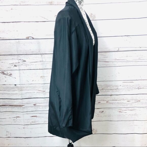 Marie Oliver 100% Silk Kimono Kaftan Draped Cardigan Jacket Black - Picture 5 of 8